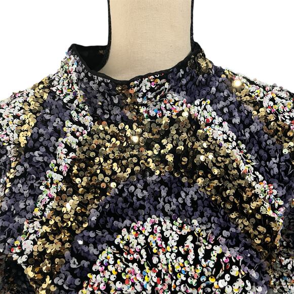 Anthropologie Maeve NEW Women's Multicolor Sequin Mockneck Top MSRP $138 Sz XS - Picture 3 of 7